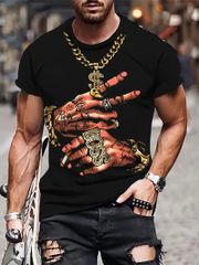 HIPHOP プリント 半袖Tシャツ 261  黒 派手 ストリート ダンス B系 ヤクザ ヤンキー オラオラ系 悪羅悪羅 ホスト 服 メンズ ファッション