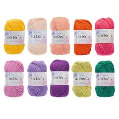 ミレイズコットンヤーン 合太 毛糸 10色セット 1玉約40g128m かぎ針編み 編み物 (blossom) 1
