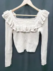 ◇ Θ me&me couture ミーアンドミークチュール 長袖 ニット カットソー サイズF ベージュ系 レディース P  【1407100015634】