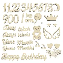 【新着商品】SPKURICP 木製 レターバナー 40枚セット 月齢フォトグッズ ニューボーンフォト ウッドレター 月齢カード マンスリーカード 記念日フォト 撮影道具 記念写真 出産祝い 成長記録 プレゼント 誕生日