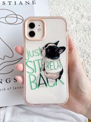 セール　新作　クリア　ブルドッグ　犬　スマホケース　白