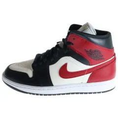 NIKE (ナイキ) WMNS AIR JORDAN 1 MID ウィメンズ エアジョーダン 1 ミッドカットスニーカー レッド/ホワイト/ブラック US7/24cm BQ6472-160