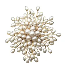 [Herbeluemily]ブローチ パール フラワー コサージュ フォーマル 卒業式 入学式 結婚式 おしゃれ 花 A flowerホワイト [A flowerホワイト]