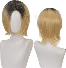 ハイキュー!!コスプレウィッグ 孤爪研磨 こづめ けんま cosplay wigフルウィッグ＆ウィッグネット付き、耐熱ウィッグ文化祭、学園祭撮影用 コスチューム小物