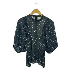 UNITED ARROWS / ユナイテッドアローズ | パフスリーブ ドット プルオーバー ブラウス | ブラック / ホワイト | レディース