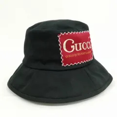 グッチ GUCCI 627174 4HK02 ロゴパッチ フェドラ バケット ハット M / 58cm ブラックのサムネイル