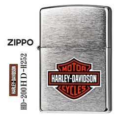 (在庫限りで終了) zippo(ジッポーライター)ハーレーダビッドソン Harley-Davidson HARLEY ロゴ プリント ブラッシュクローム HD-200HD-H252 シルバーカラー（艶消し） オイルライター メンズ おしゃれ カッコイイ