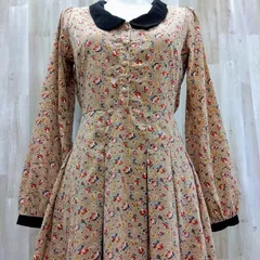 【 One Ｗay ワンウェイ 】 花柄ワンピース M ベージュ レトロ