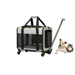 新品 Poxvalzor 猫 キャリー バッグ ペットキャリー バッグ 4way 手提げ ショルダー 猫用・犬用・小型犬 ペットキャリーカート 折りたたみ 変形しない 大容量 通気性 静音キャスター付き ペットトロリーバック 猫 移動用キャリー 犬用キャリーバのサムネイル