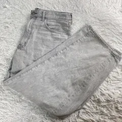 【GU】バレルレッグジーンズ 33インチ ライトグレー