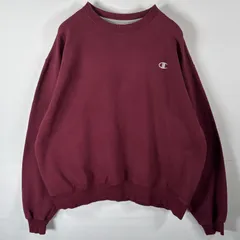 古着 チャンピオン Champion スウェット トレーナー クルーネック ワンポイントロゴ刺繍 大きいサイズ XL ワインレッド メンズ