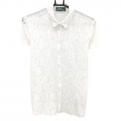【美品】シェルボ 半袖シャツ 白 花柄レース レディース M ゴルフウェア CHERVO