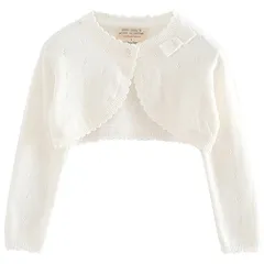 [FUPUONE] 子供用カーディガン 女の子 ボレロ ニット 入園式 フォーマル 七五三 (140) [ホワイト] [00]