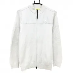 アディダス 異素材ジャケット 白 胸ロゴ メンズ S ゴルフウェア adidas