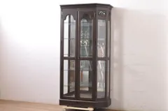 ★事前問合せ必須★ えぞ民芸家具 インテリアえぞ EZO キュリオケース 中古 オーク材 色ガラス 上質 ガラスケース ショーケース 飾り棚 キャビネット 店舗什器 リペア+発送まで3週間前後 R-067664