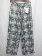 ◇ ◎ ●未使用● ⊇ LOWRYS FARM ローリーズファーム チェック ワイド パンツ サイズF グリーン マルチ レディース P  【1409090020582】