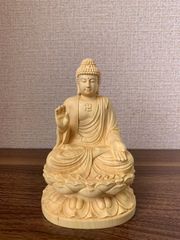 フォロー割・新品】 阿弥陀如来 木彫 総高さ約9.5㎝ 座像 阿弥陀 匿名 