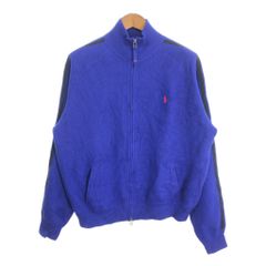 90年代 Polo by Ralph Lauren ポロ ラルフローレン メリノウール ドライバーズニットセーター ブルー (メンズ XL) 中古 古着 R0737