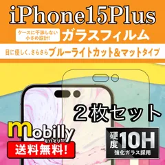 【2枚セット】iPhone15Plus ガラスフィルム 硬度10H 保護ガラス 全画面保護 スマホフィルム アルミノシリケート 強化ガラス  ブルーライトカット 反射防止 マット ゲーム用 スマホ さらさら 触り心地 フルカバー 気泡ゼロ 貼り直し可能 極薄