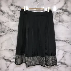 美品<!-利用不可文字-!>　ピエスモンテ　PIECE MOTEE ひざ丈フレアスカート　【38】　黒　ブラック　レース　上品　キレイ　オシャレ　かわいい　大人　シンプル　プリーツ　春　夏