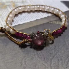 0711121 セール❗️パープルマイカ紫雲母リング　虹入り Christian Dior ピンクベージュ ハンドバッグ