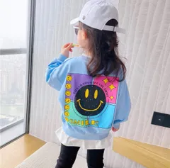 セール！ 子供服 ロンT スウェット ロングtシャツ プリント スマイル 韓国