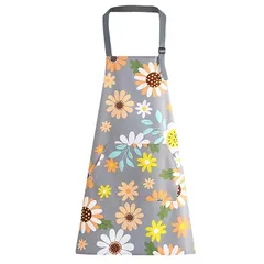 [SFTRADE] エプロン 首掛け 北欧風 花柄シンプル 女性用 防水 大容量ポケット 汚れにくい シワ防止 料理教室用 カフェ 保育士 (マルチカラー) 0
