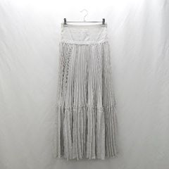 ◇ Θ ReMIT レミット ウエストゴム プリーツ加工 ロング フレアー スカート サイズF アイボリー レディース E 【1503060023921】のサムネイル