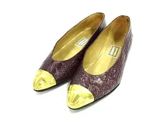 GIANNI VERSACE ジャンニ ヴェルサーチ クロコダイル型押しレザー パンプス 表記サイズ34 1/2(約21.5cm) 靴 シューズ パープル系 DK5621のサムネイル
