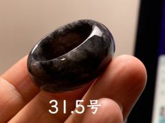 L12-194 ビッグサイズ 広幅 黒翡翠 31.5号 ミャンマー産天然 A貨 本翡翠 くりぬき リング