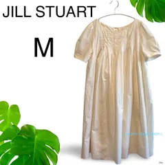 ★美品★ JILL STUART ジルスチュアート ワンピース 半袖 膝丈 ふんわり フレア コットン インナー付き M 生成り オフホワイト 送料無料　古着　レディース