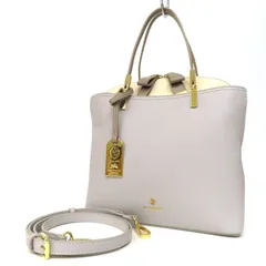 NI25016 美品 &chouette アンドシュエット 2WAY ハンドバッグ ショルダーバッグ バイカラー リボンモチーフ エコレザー グレー×ベージュ