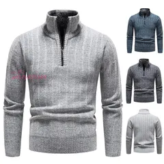 タートルネック ニット メンズ セーター ハイネック 長袖 ニットソー リブ編み 秋冬 ハーフジップ プルオーバー ゴルフウェア リブニット トップス おしゃれ ant4y835569