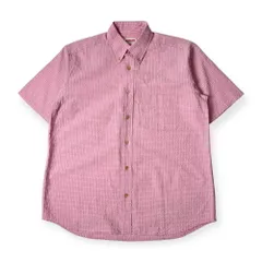 90s McGREGOR SPORTSWEAR マクレガー チェック BD シアサッカー ボタンダウン 半袖シャツ M/ピンク メンズ ビンテージ