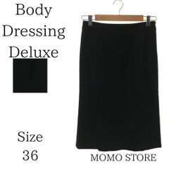 Body Dressing Deluxe ボディドレッシングデラックス スカート ひざ丈スカート タイト サイドファスナー タック レディース ブラック 36 カシミヤ
