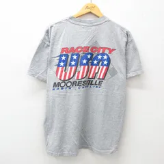 XL/古着 半袖 ビンテージ Tシャツ メンズ 00s USAロゴ レースシティ ムーアズビル クルーネック グレー 霜降り 25jun13 中古