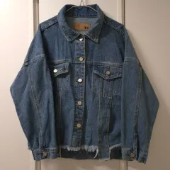 裾 アシンメトリー カットスリット ディテール インディゴ ジャケット