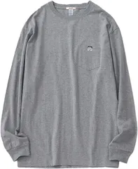 OSAROOM しっかり分厚いロングｔシャツ ポケット付き リブ袖 長袖 ヘビーウエイト 綿100％( グレー,  S)