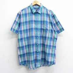 XL/古着 半袖 シャツ メンズ 90s ロング丈 紺他 ネイビー チェック 25may08 中古 トップス