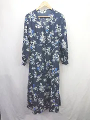 ◇ ⊂ A part by　アパートバイ 総柄　花 長袖 ロング ワンピース サイズM ネイビー系 レディース E  【1506230033584】