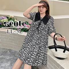 大きいサイズ レディース つけ襟付きバルーンスリーブティアードワンピース オーバーサイズ ビッグサイズ ぽっちゃり 韓国ファッション　goldy-1297
