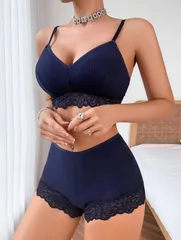 【新品】【XL】レディース レーストリム ブラ&ショーツ ランジェリーセットちょっと大きめ