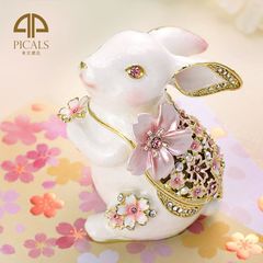 EX619 月うさぎ ジュエリーボックス ウサギ 兎 干支 2023年 桜 サクラ さくら お母さん お義母さん アクセサリーケース リングケース 宝石箱 ギフト 誕生日プレゼント ギフトボックス入り PICALS ピカルス ピィアース