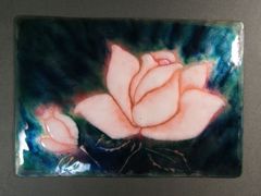 七宝焼　プレート　「薔薇」　23x16cm