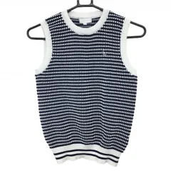 【超美品】キャロウェイ ニットベスト ネイビー×白 ドット柄 ポリエステル100％ レディース M ゴルフウェア Callaway