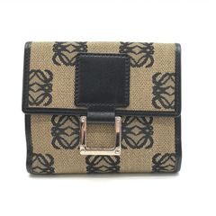 LOEWE ロエベ Wホック アナグラム柄 コンパクトウォレット ベージュ 美品 箱あり