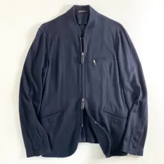 55e27 イタリア製 GIORGIO ARMANI ジョルジオアルマーニ 黒タグ カシミヤニットブルゾン ニットジャケット ダブルジップ サイズ46 ネイビー カシミヤ100％ メンズ 紳士服のサムネイル