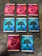 nvq33 67 赤緑グルールセット 基本土地 森/Forest 山/Mountain 8枚 THB