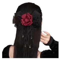 『数量限定』 バレッタ バロック系 文芸復古 ローズ クラフトメッシュ ヘアリボン 髪飾り ヘアクリップ 髪留め 上品 クリスタル ヘアアクセサリー おしゃれ FASELE 結婚式 フォーマル 通勤 通学 パーティー