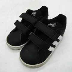 アディダス スニーカー ローカット グランドコート EF0117 シューズ 靴 黒 ベビー 男の子用 13サイズ ブラック adidas 【中古】